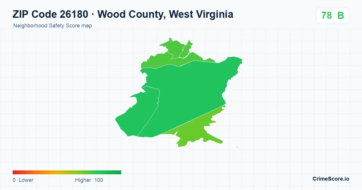 ZIP Code 26180 in Wood County, West Virginia neighborhood Safety Score map
