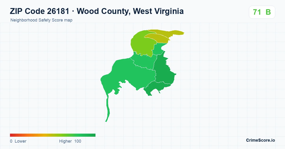 ZIP Code 26181 in Wood County, West Virginia neighborhood Safety Score map