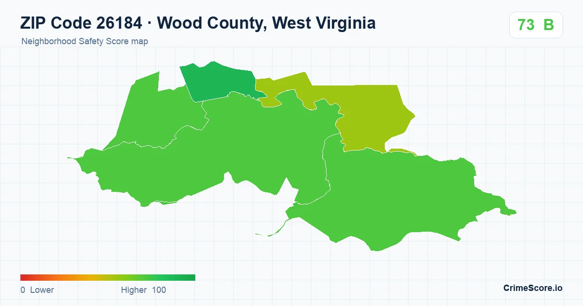 ZIP Code 26184 in Wood County, West Virginia neighborhood Safety Score map