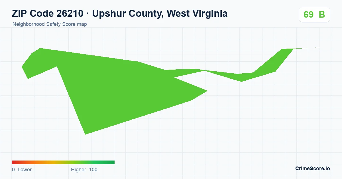 ZIP Code 26210 in Upshur County, West Virginia neighborhood Safety Score map