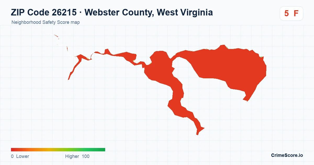 ZIP Code 26215 in Webster County, West Virginia neighborhood Safety Score map
