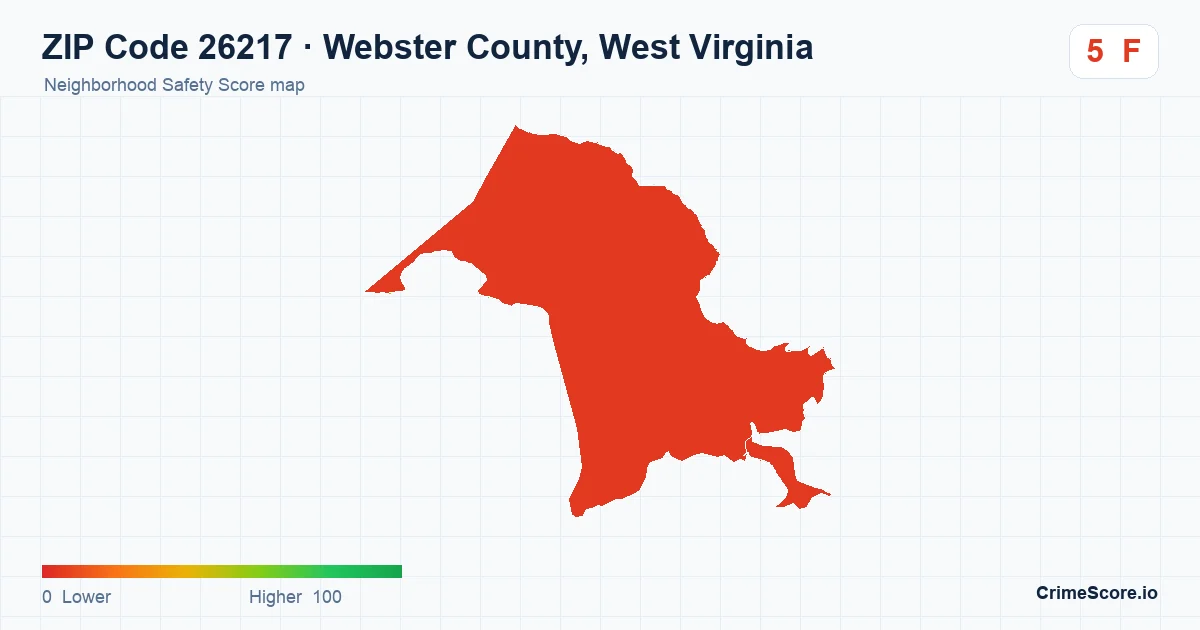 ZIP Code 26217 in Webster County, West Virginia neighborhood Safety Score map