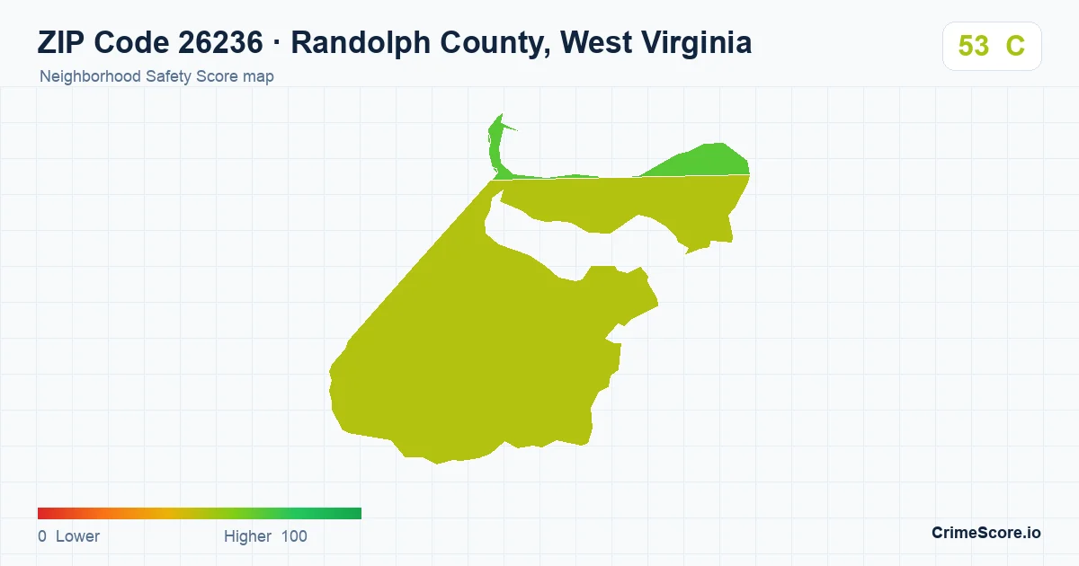 ZIP Code 26236 in Randolph County, West Virginia neighborhood Safety Score map