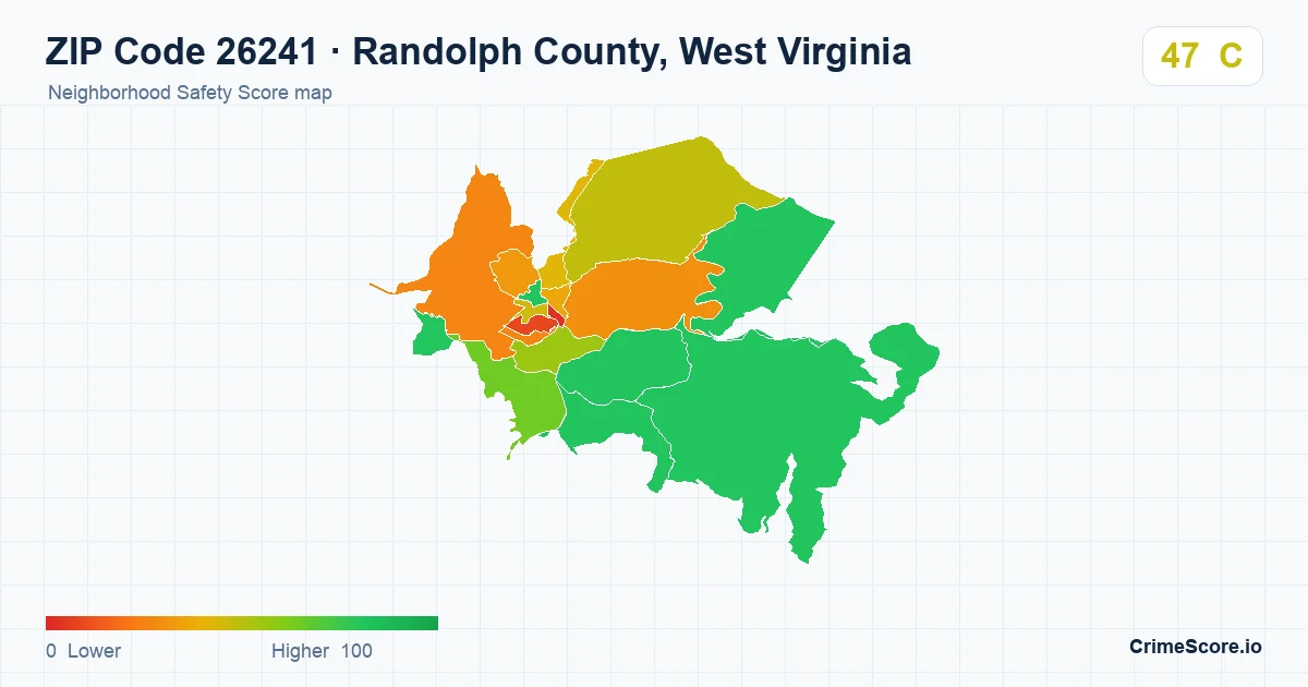 ZIP Code 26241 in Randolph County, West Virginia neighborhood Safety Score map