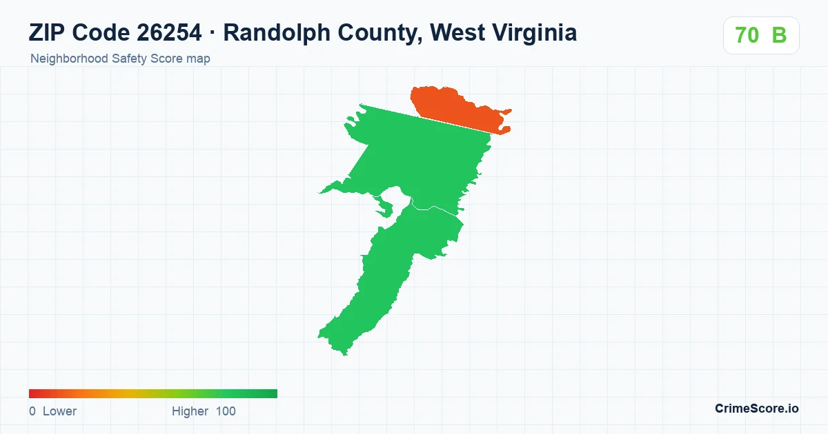 ZIP Code 26254 in Randolph County, West Virginia neighborhood Safety Score map