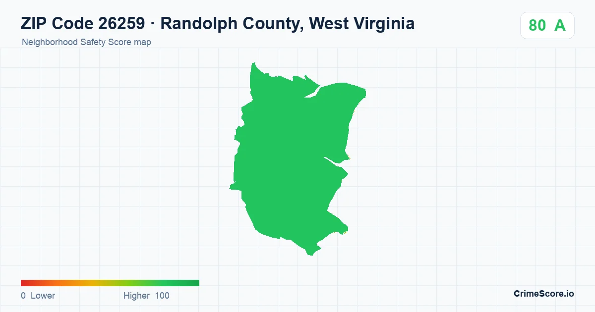 ZIP Code 26259 in Randolph County, West Virginia neighborhood Safety Score map