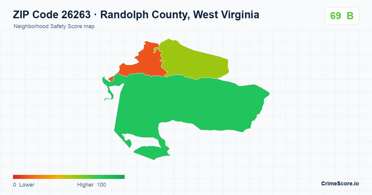 ZIP Code 26263 in Randolph County, West Virginia neighborhood Safety Score map