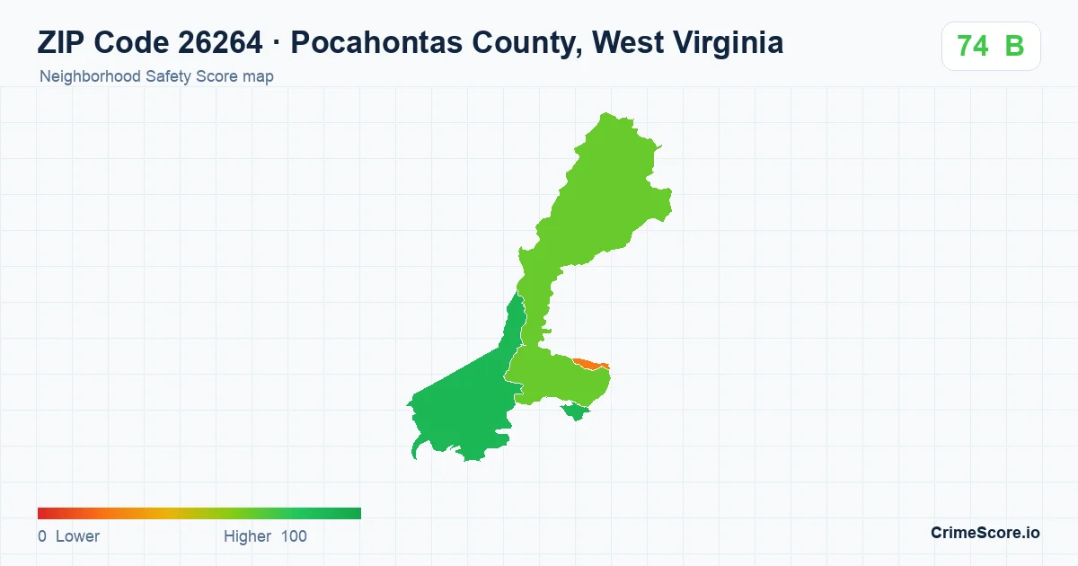 ZIP Code 26264 in Pocahontas County, West Virginia neighborhood Safety Score map