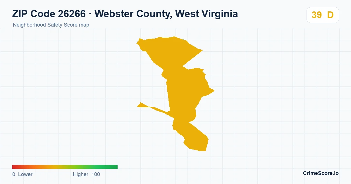 ZIP Code 26266 in Webster County, West Virginia neighborhood Safety Score map