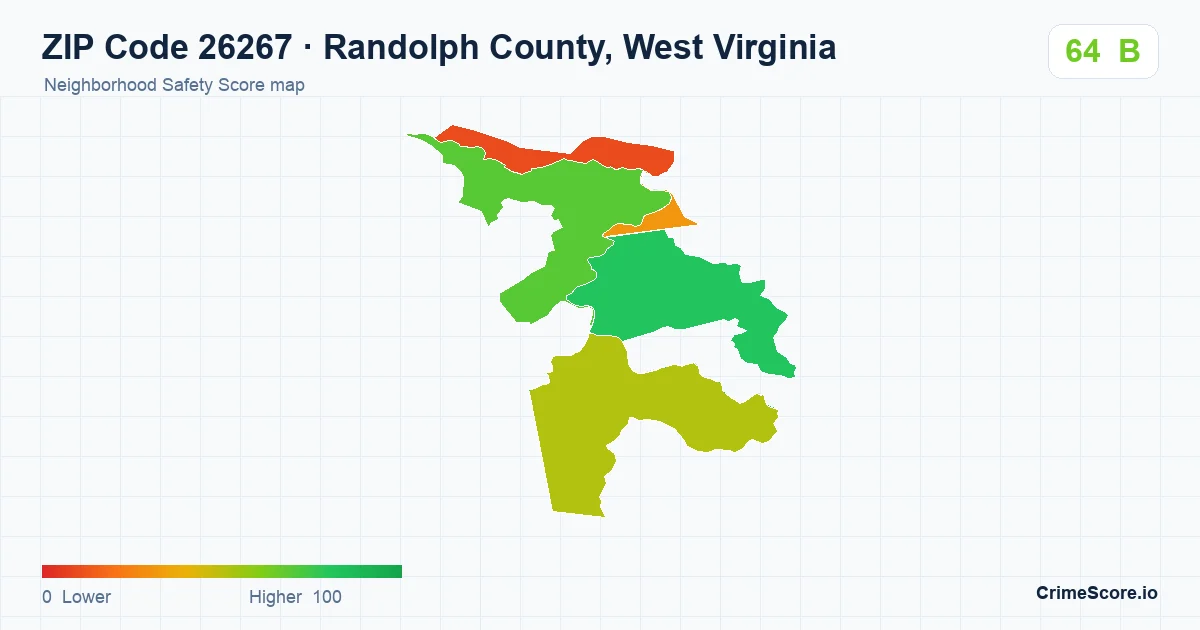 ZIP Code 26267 in Randolph County, West Virginia neighborhood Safety Score map