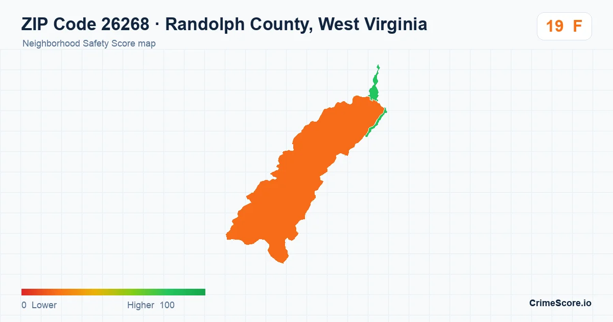 ZIP Code 26268 in Randolph County, West Virginia neighborhood Safety Score map