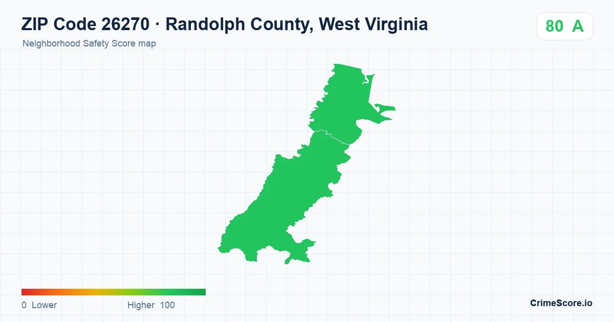ZIP Code 26270 in Randolph County, West Virginia neighborhood Safety Score map