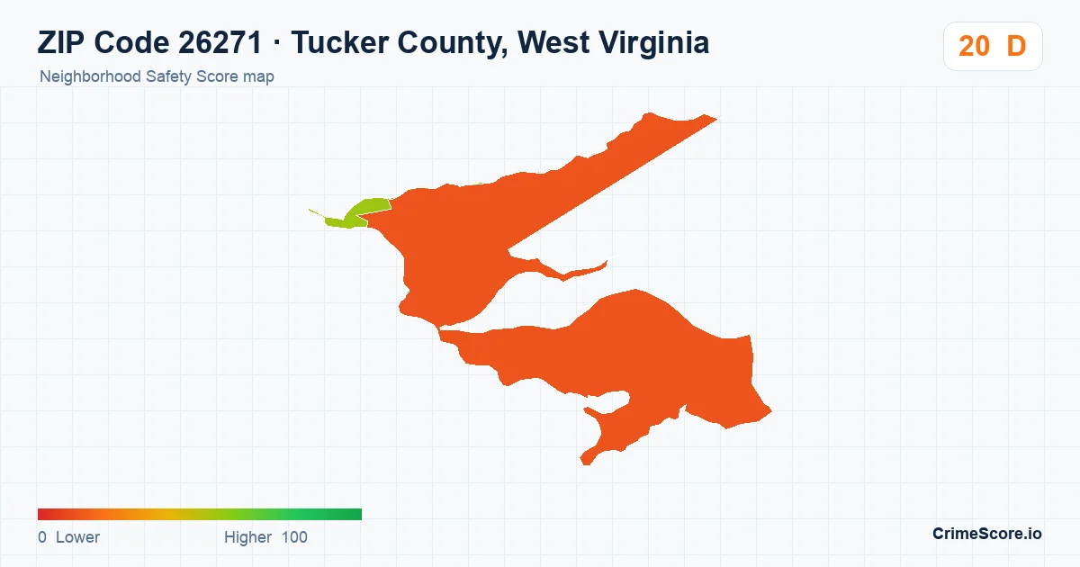 ZIP Code 26271 in Tucker County, West Virginia neighborhood Safety Score map
