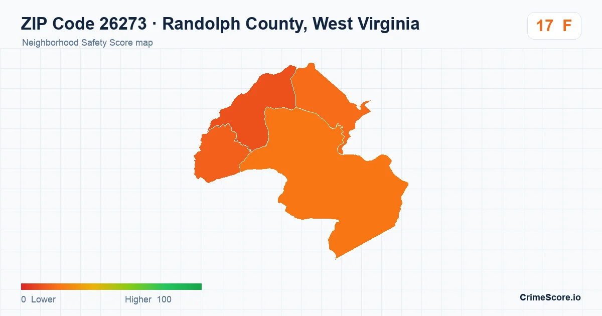 ZIP Code 26273 in Randolph County, West Virginia neighborhood Safety Score map