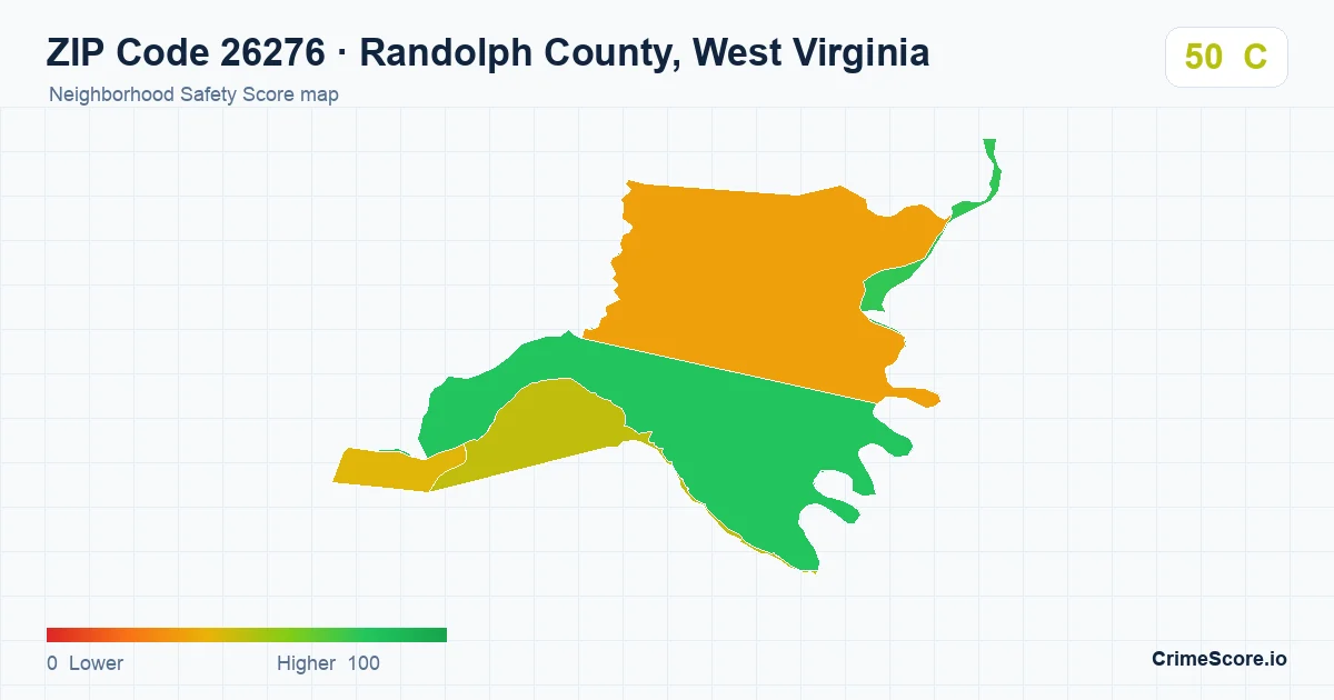 ZIP Code 26276 in Randolph County, West Virginia neighborhood Safety Score map