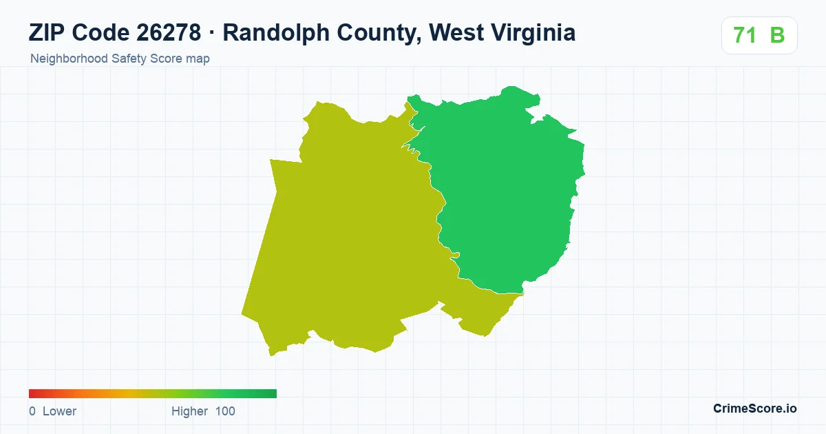ZIP Code 26278 in Randolph County, West Virginia neighborhood Safety Score map