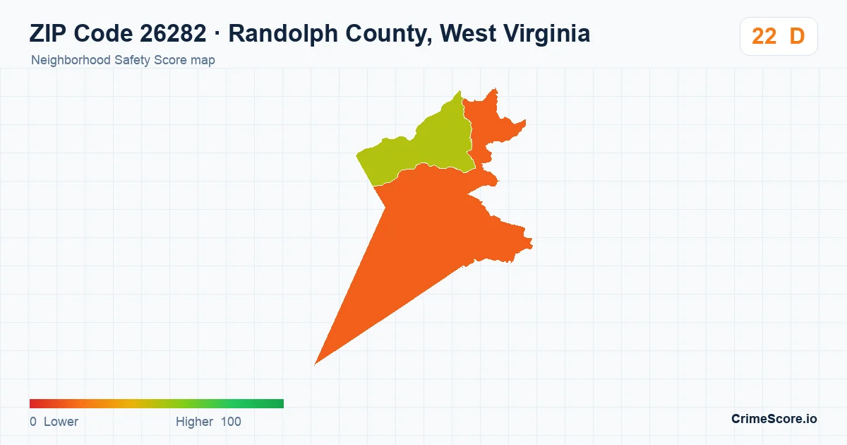 ZIP Code 26282 in Randolph County, West Virginia neighborhood Safety Score map