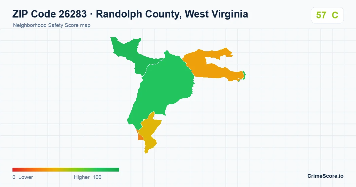 ZIP Code 26283 in Randolph County, West Virginia neighborhood Safety Score map