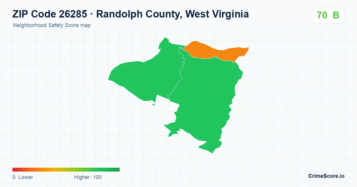 ZIP Code 26285 in Randolph County, West Virginia neighborhood Safety Score map