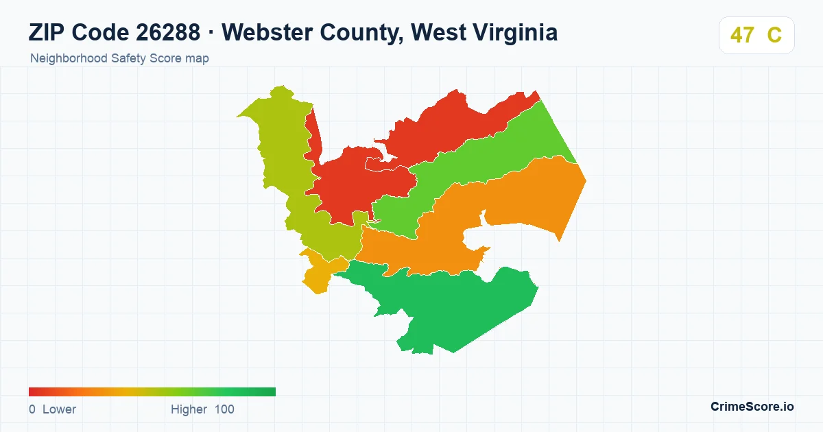 ZIP Code 26288 in Webster County, West Virginia neighborhood Safety Score map
