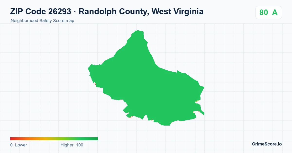 ZIP Code 26293 in Randolph County, West Virginia neighborhood Safety Score map