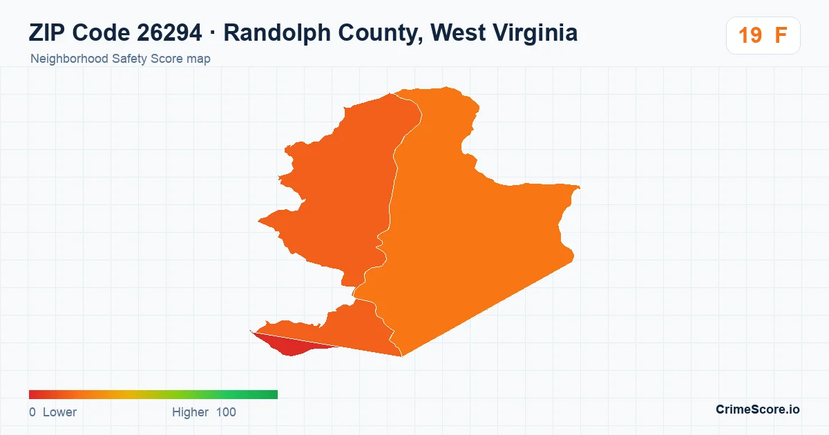 ZIP Code 26294 in Randolph County, West Virginia neighborhood Safety Score map