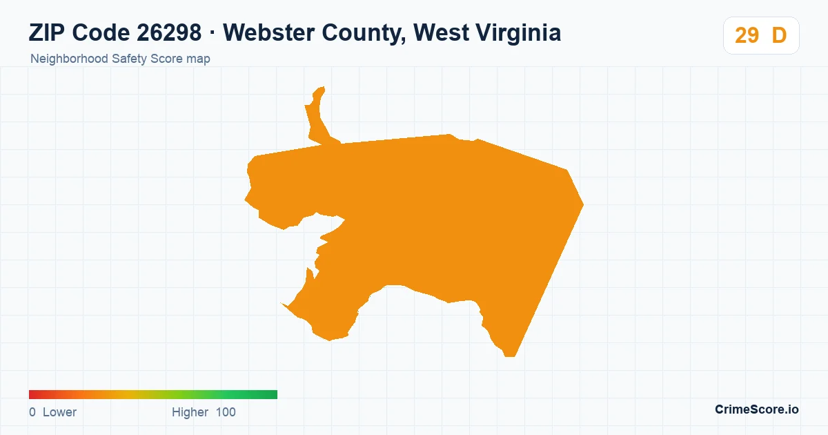 ZIP Code 26298 in Webster County, West Virginia neighborhood Safety Score map