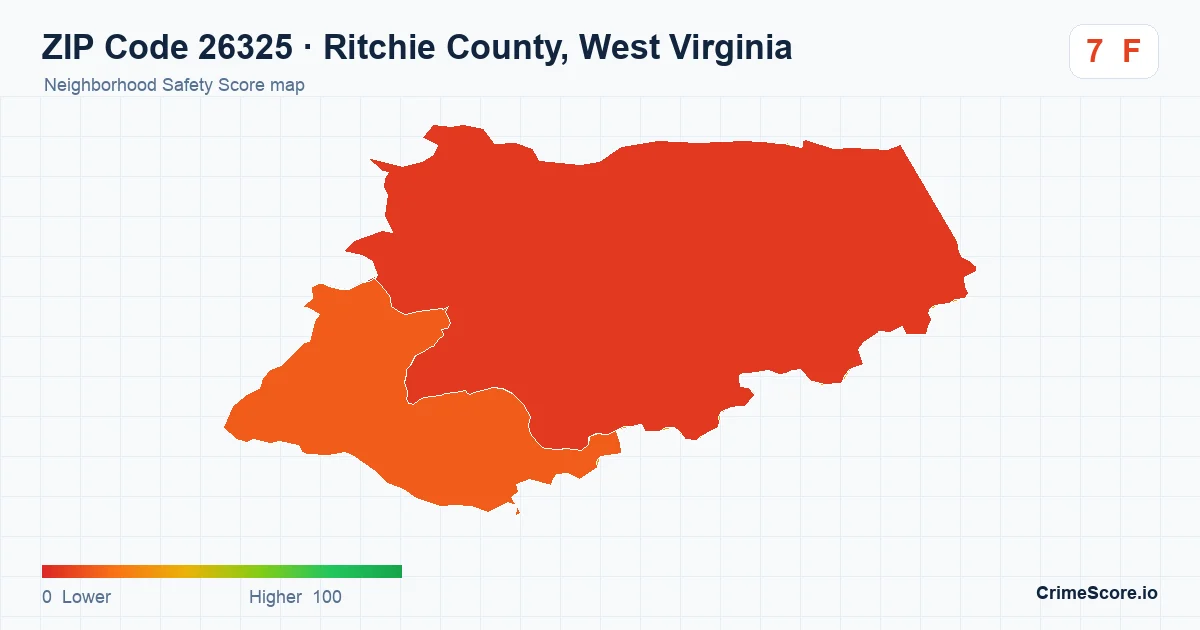 ZIP Code 26325 in Ritchie County, West Virginia neighborhood Safety Score map