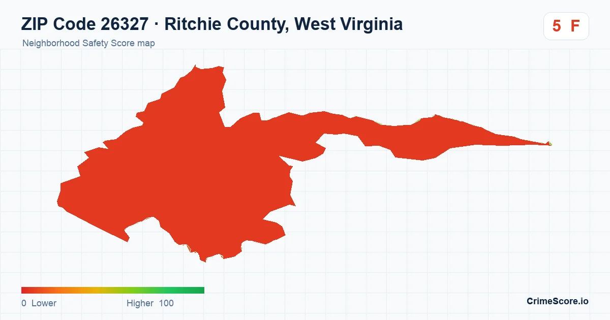 ZIP Code 26327 in Ritchie County, West Virginia neighborhood Safety Score map