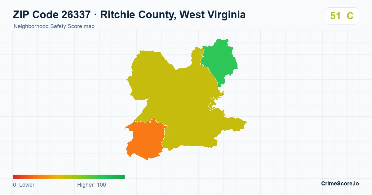 ZIP Code 26337 in Ritchie County, West Virginia neighborhood Safety Score map