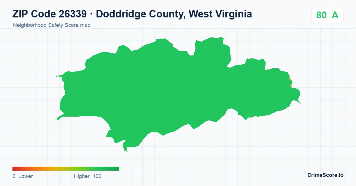 ZIP Code 26339 in Doddridge County, West Virginia neighborhood Safety Score map