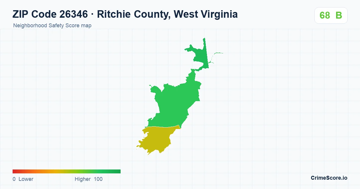 ZIP Code 26346 in Ritchie County, West Virginia neighborhood Safety Score map