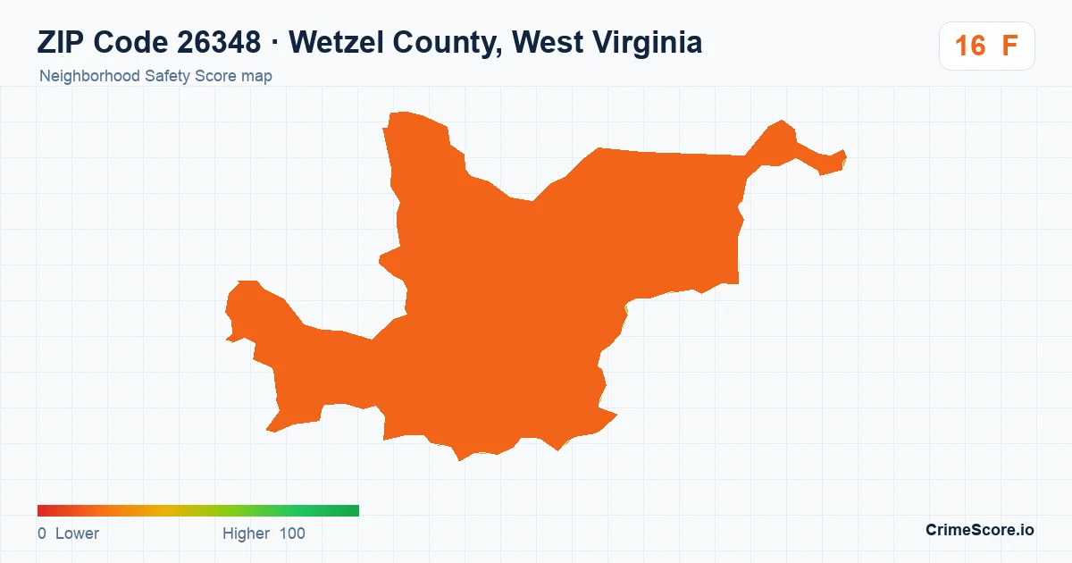ZIP Code 26348 in Wetzel County, West Virginia neighborhood Safety Score map