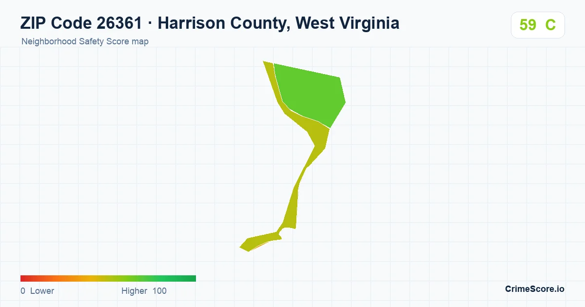 ZIP Code 26361 in Harrison County, West Virginia neighborhood Safety Score map