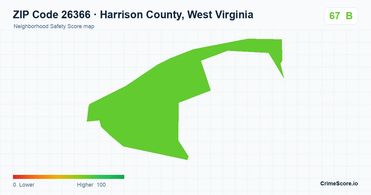 ZIP Code 26366 in Harrison County, West Virginia neighborhood Safety Score map