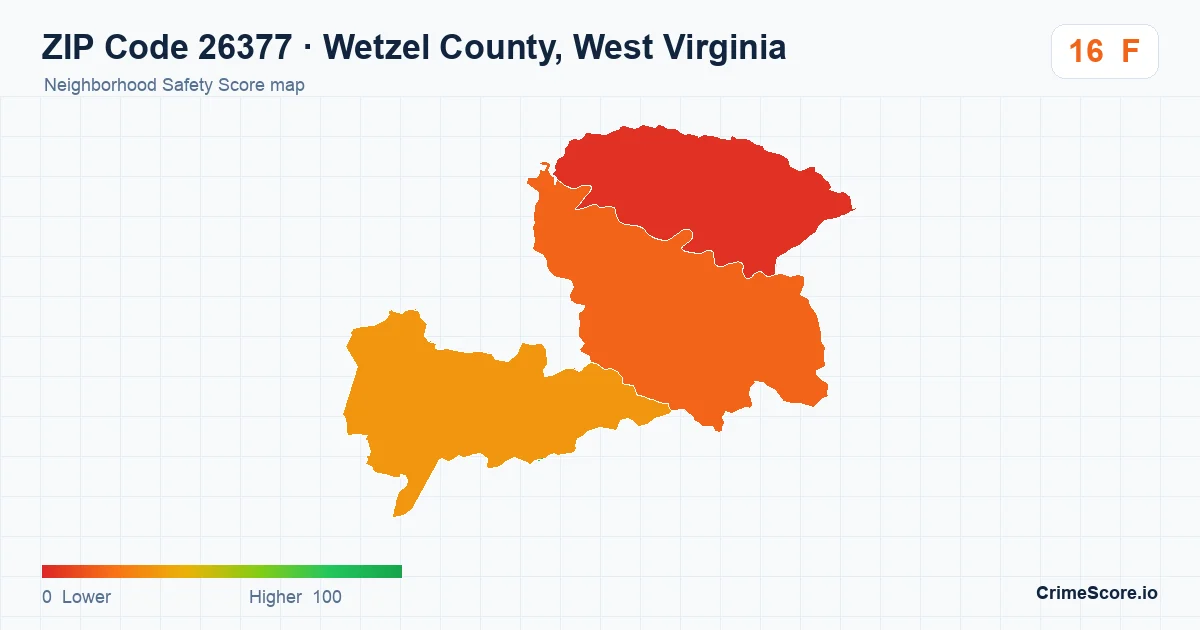 ZIP Code 26377 in Wetzel County, West Virginia neighborhood Safety Score map