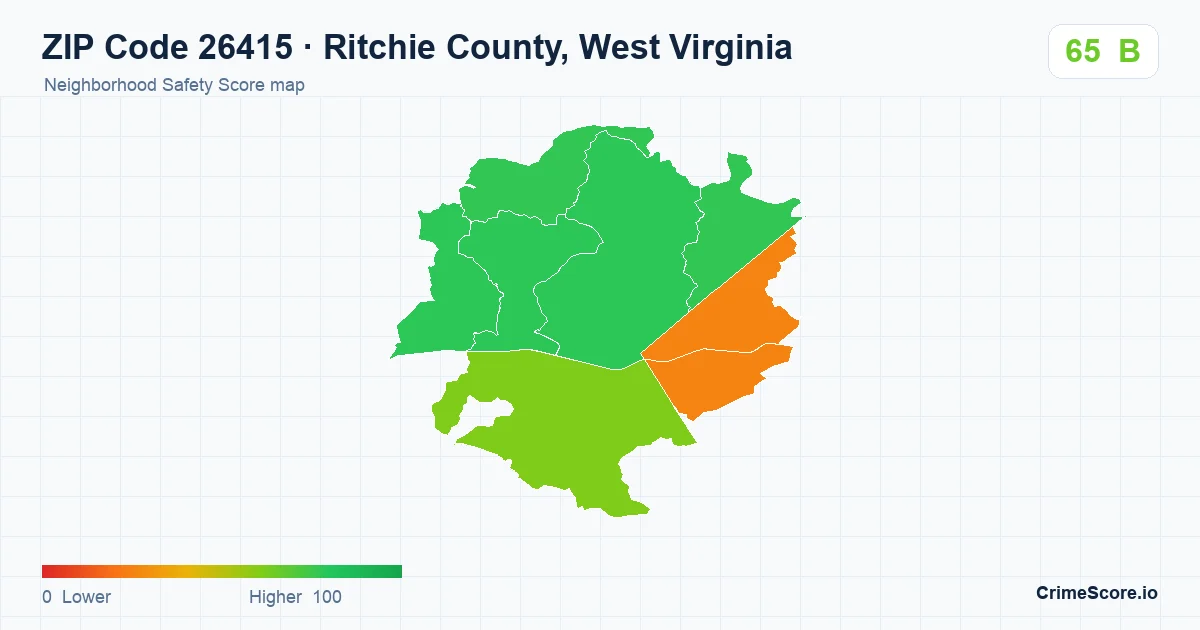 ZIP Code 26415 in Ritchie County, West Virginia neighborhood Safety Score map
