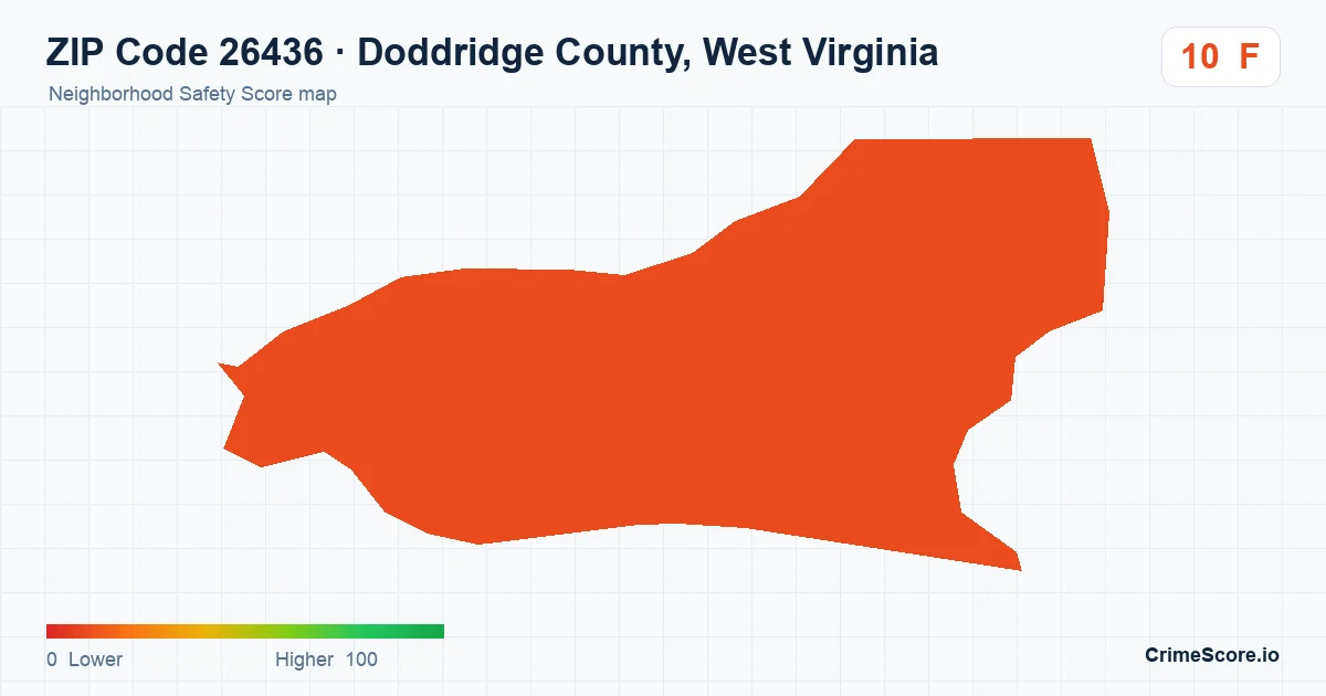 ZIP Code 26436 in Doddridge County, West Virginia neighborhood Safety Score map