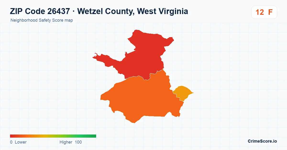 ZIP Code 26437 in Wetzel County, West Virginia neighborhood Safety Score map