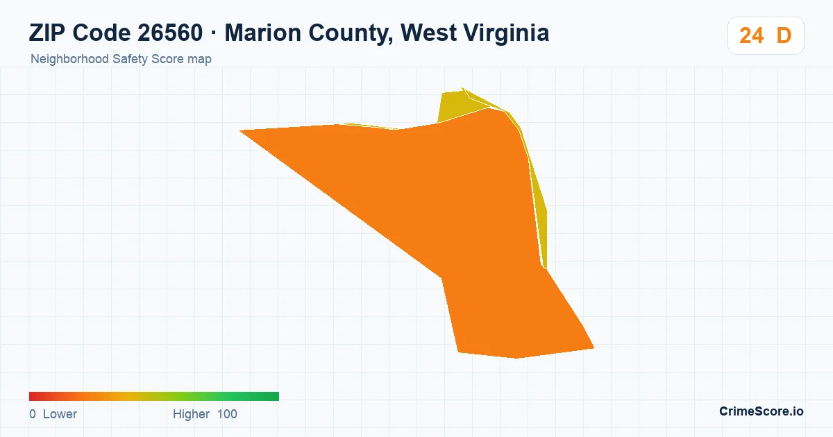 ZIP Code 26560 in Marion County, West Virginia neighborhood Safety Score map