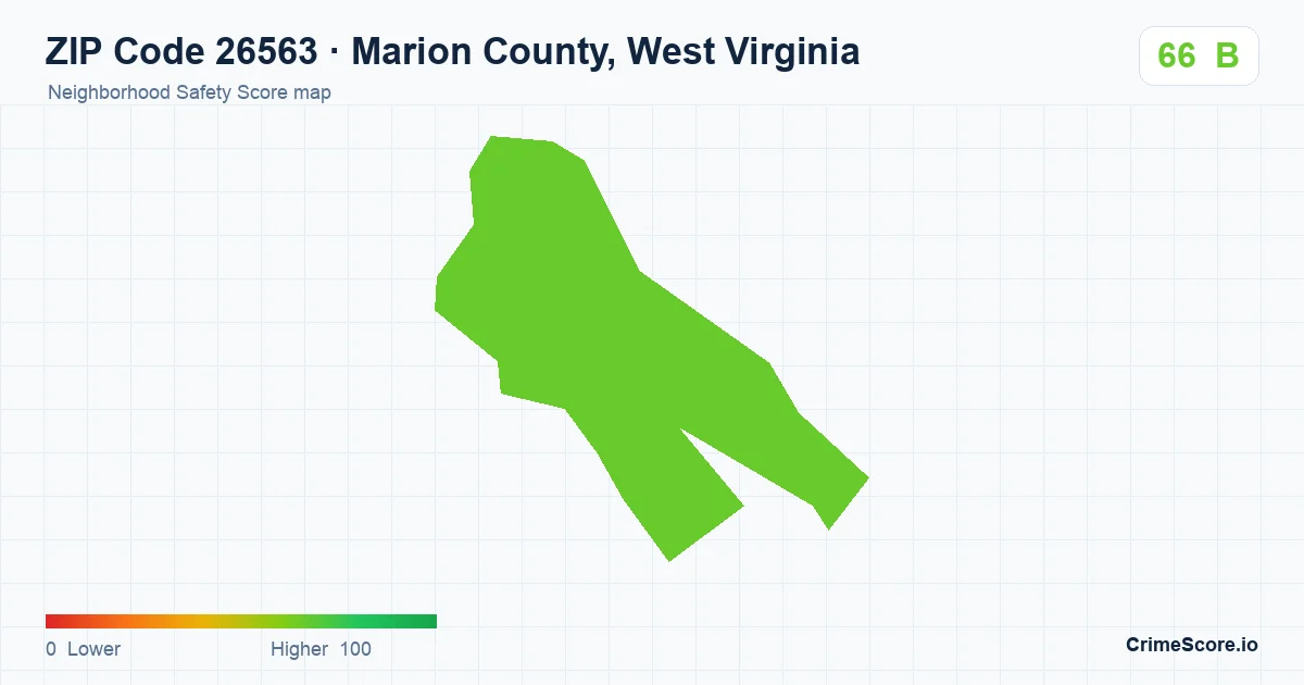 ZIP Code 26563 in Marion County, West Virginia neighborhood Safety Score map