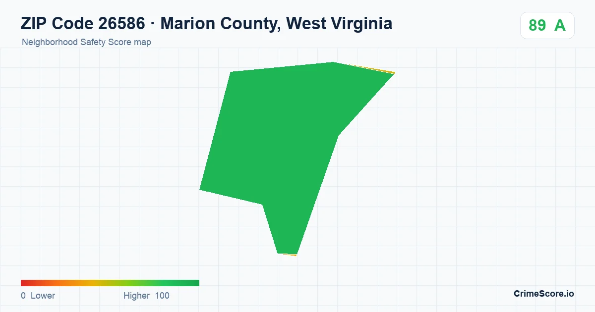 ZIP Code 26586 in Marion County, West Virginia neighborhood Safety Score map