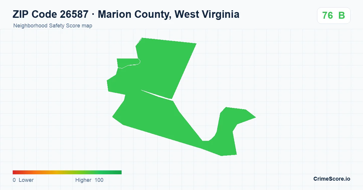 ZIP Code 26587 in Marion County, West Virginia neighborhood Safety Score map