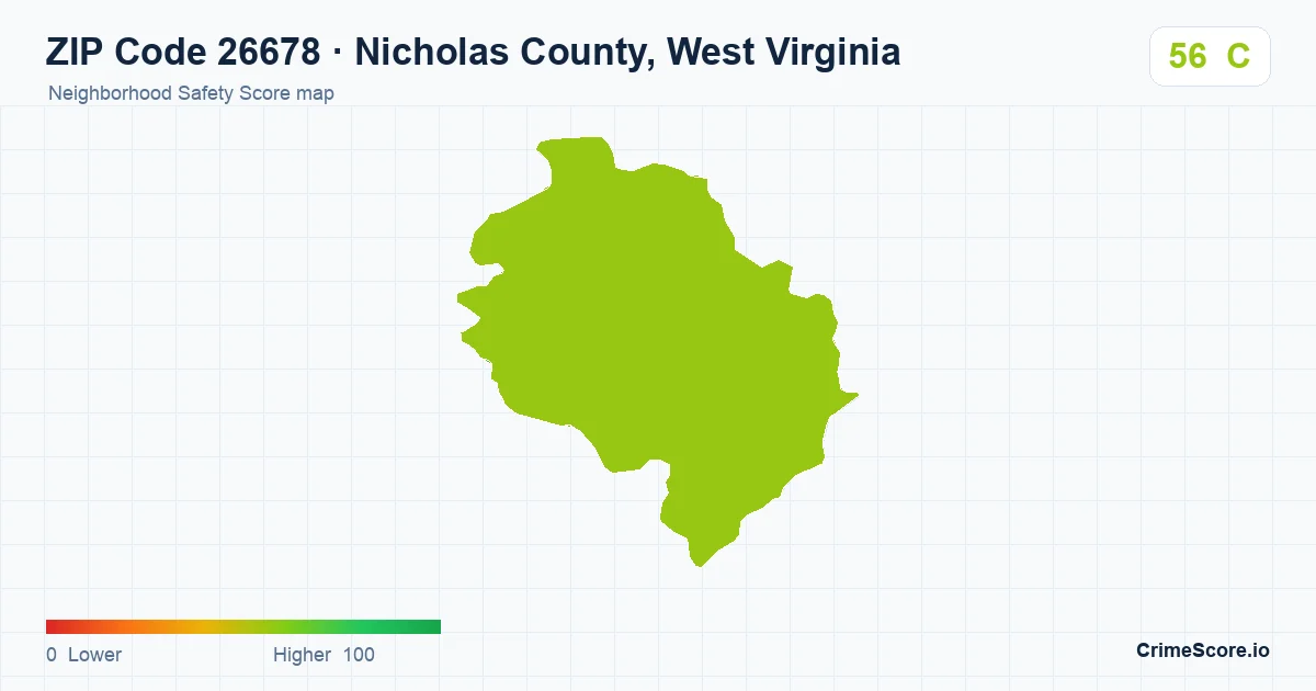 ZIP Code 26678 in Nicholas County, West Virginia neighborhood Safety Score map