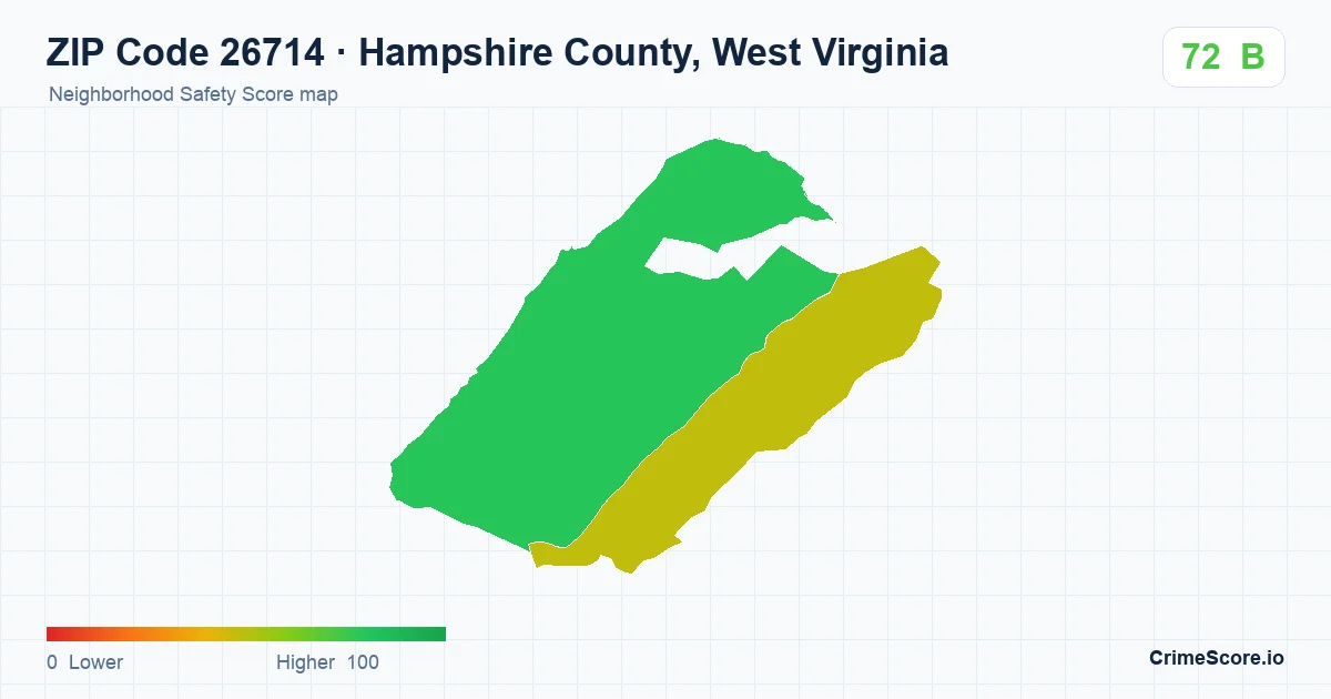 ZIP Code 26714 in Hampshire County, West Virginia neighborhood Safety Score map