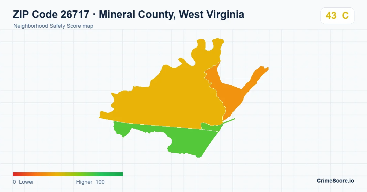 ZIP Code 26717 in Mineral County, West Virginia neighborhood Safety Score map