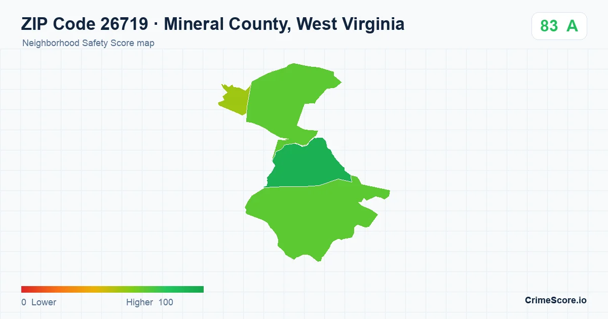 ZIP Code 26719 in Mineral County, West Virginia neighborhood Safety Score map