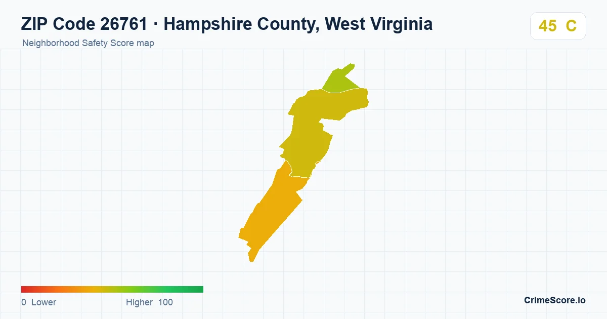 ZIP Code 26761 in Hampshire County, West Virginia neighborhood Safety Score map