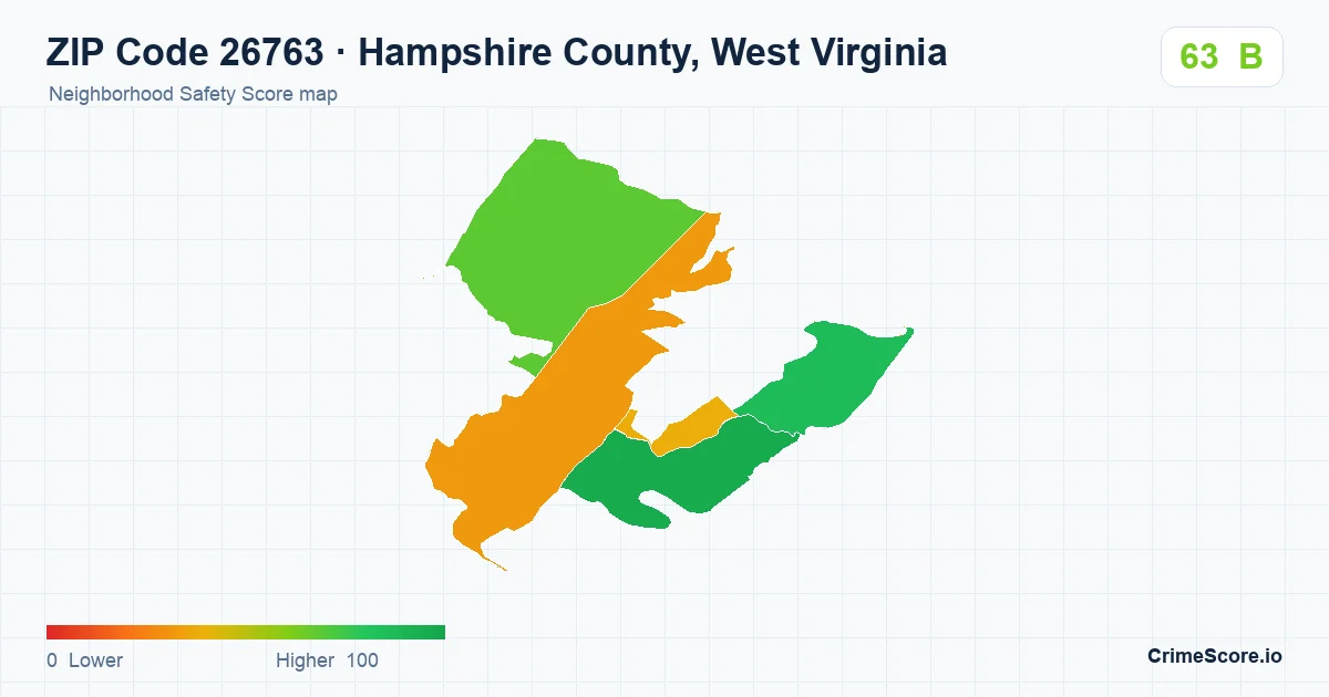 ZIP Code 26763 in Hampshire County, West Virginia neighborhood Safety Score map