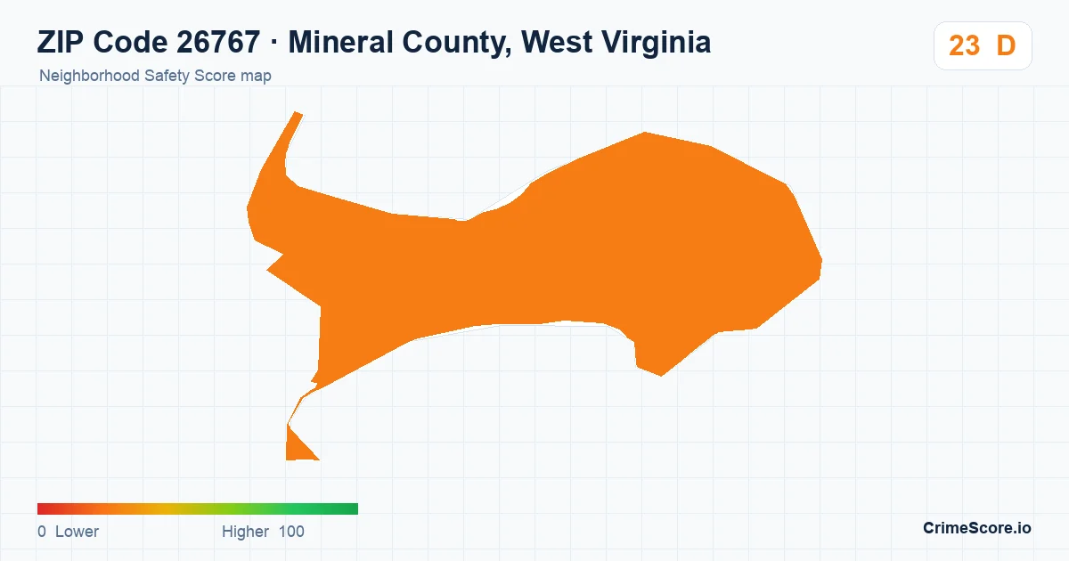 ZIP Code 26767 in Mineral County, West Virginia neighborhood Safety Score map